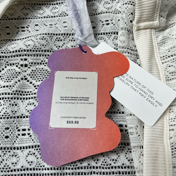 NWT Yitty Knit Slip Long Cardigan, Size Medium Women’s Fabletics Cream - Picture 3 of 3